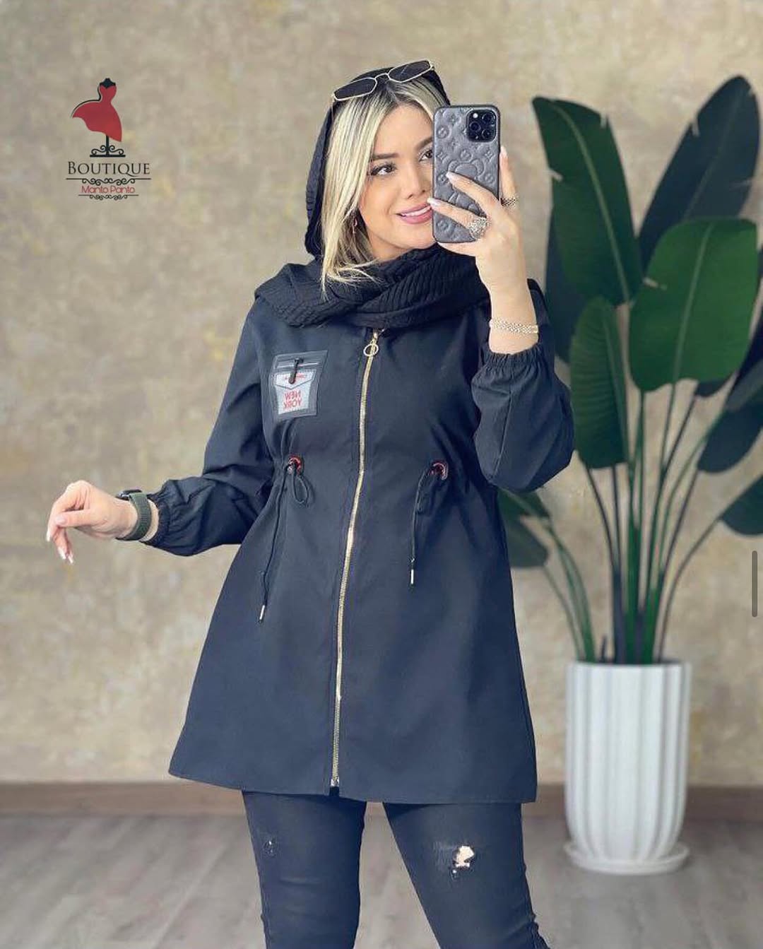 سویشرت کلاه دار کمر گت دار