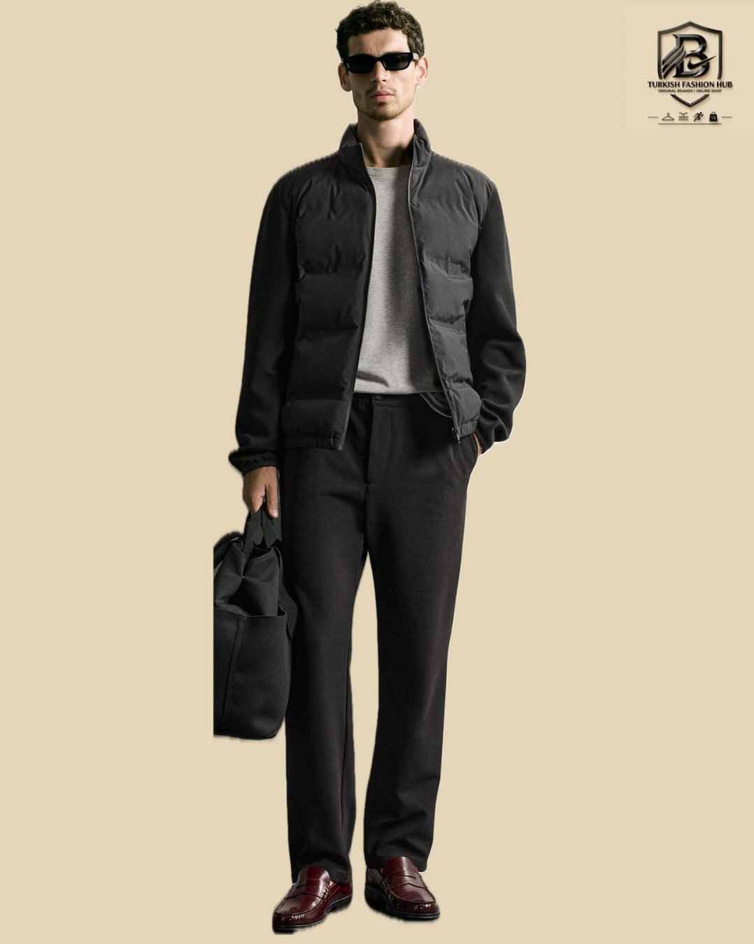 ژاکت پافر ترکیبی برند ZARA