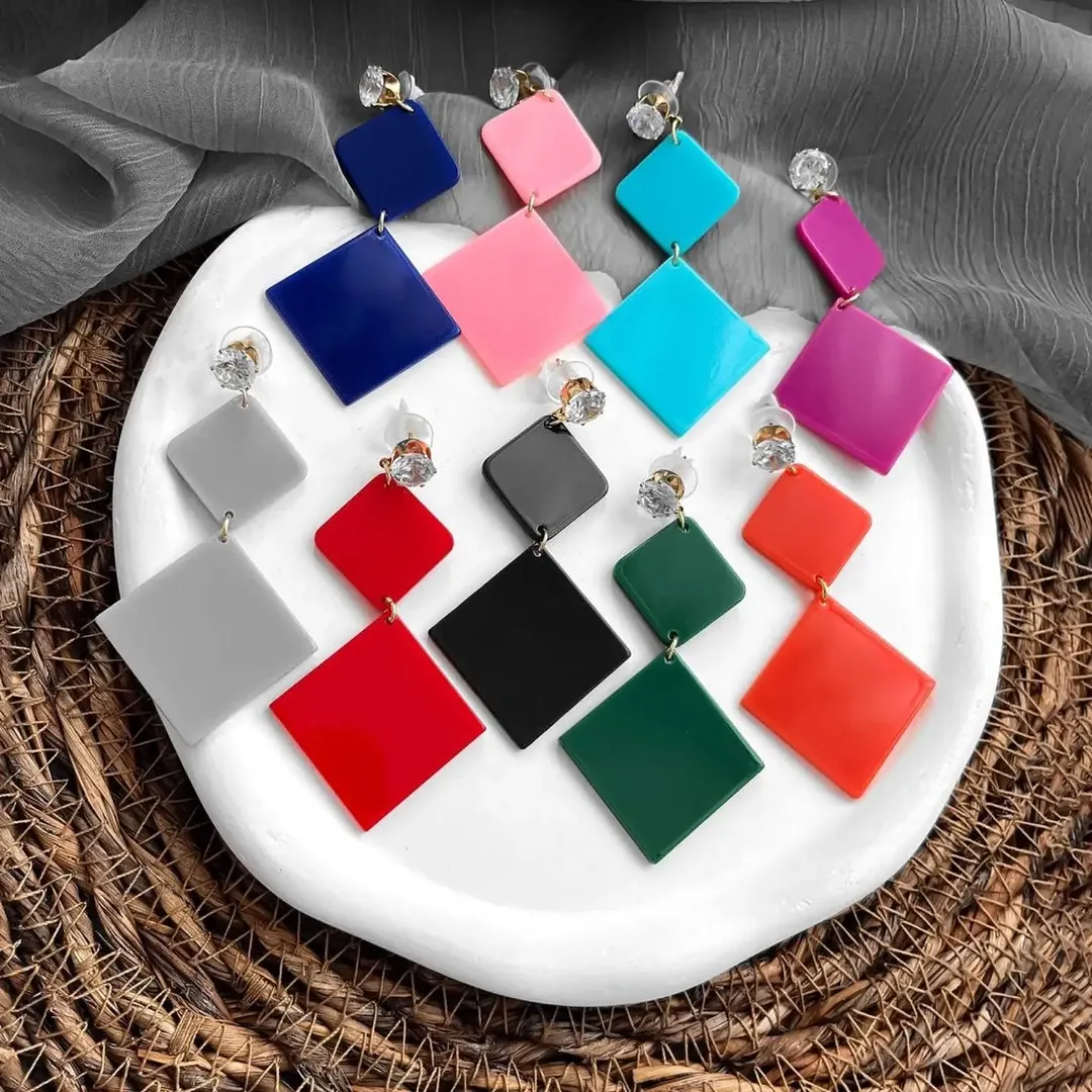 گوشواره رنگی میخ نقره